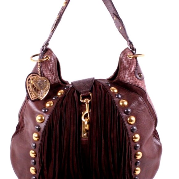 ***SOLD***EX-LARGE GUCCI BABOUSKA HOBO CROSSBODY (2 WAY) PYTHON LSTUDDED FRINGE - Picture 14 of 16